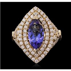 14KT Yellow Gold 2.45ct Tanzanite and Diamond Ring