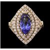 Image 1 : 14KT Yellow Gold 2.45ct Tanzanite and Diamond Ring