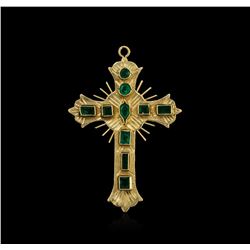 18KT Yellow Gold 0.55ctw Emerald Cross Pendant