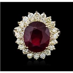 14KT Yellow Gold 8.16ct Ruby and Diamond Ring