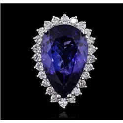 14KT White Gold GIA Certified 8.92ct Tanzanite and Diamond Ring