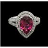Image 1 : 2.65ct Rubellite and Diamond Ring - 14KT White Gold