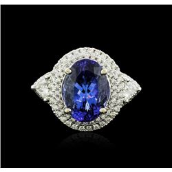 14KT White Gold 3.50ct Tanzanite and Diamond Ring