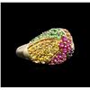 Image 2 : 10KT Yellow Gold 0.46ctw Ruby, Multicolor Sapphire and Tsavorite Ring