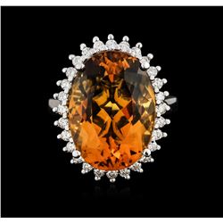 14KT White Gold 12.00ct Citrine and Diamond Ring