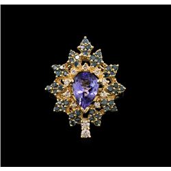 1.72ct Tanzanite and Diamond Ring - 14KT Yellow Gold