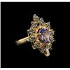 Image 2 : 1.72ct Tanzanite and Diamond Ring - 14KT Yellow Gold