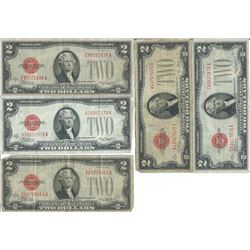 1928 $2 Currency Lot of 5