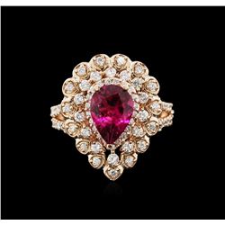 1.48ct Rubellite and Diamond Ring - 14KT Rose Gold