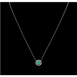 1.00ct Emerald and Diamond Pendant With Chain - 14KT White Gold