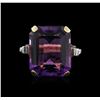 Image 1 : 14KT Yellow Gold 20.59ct Amethyst and Diamond Ring