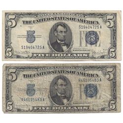 1953 $5 Bill Currency Lot of 2