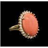 Image 2 : 14KT Yellow Gold 13.63ct Pink Coral and Diamond Ring