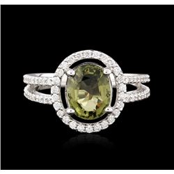 14KT White Gold 2.06ct Green Tourmaline and Diamond Ring