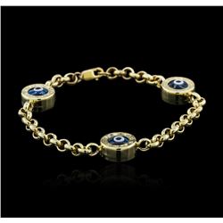 14KT Yellow Gold 0.30ctw Diamond Evil Eye Bracelet