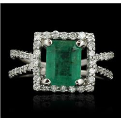 18KT White Gold 2.29ct Emerald and Diamond Ring