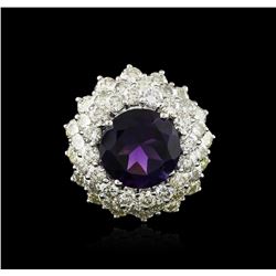 14KT White Gold 7.46ct Amethyst and Diamond Ring