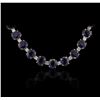 Image 2 : 14KT White Gold 73.04ctw Sapphire and Diamond Necklace