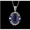 Image 1 : 14KT White Gold 15.20ct Tanzanite, Sapphire and Diamond Pendant With Chain