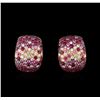 Image 1 : 3.22ctw Pink Sapphire, Ruby and Diamond Earrings - 18KT Rose Gold