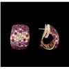 Image 2 : 3.22ctw Pink Sapphire, Ruby and Diamond Earrings - 18KT Rose Gold
