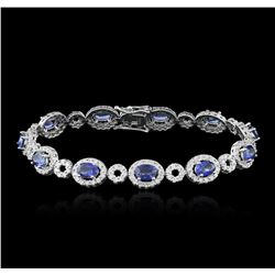 14KT White Gold 6.50ctw Sapphire and Diamond Bracelet