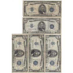 1953 $5 Bill Currency Lot of 5