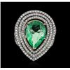 Image 1 : 14KT White Gold GIA Certified 5.65ct Emerald and Diamond Ring