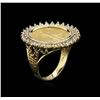 Image 3 : 14KT Yellow Gold 0.45ctw Diamond Coin Ring