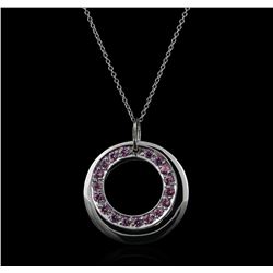 14KT White Gold 1.00ctw Pink Sapphire Pendant With Chain