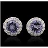 Image 1 : 14KT White Gold 3.06ctw Tanzanite and Diamond Stud Earrings