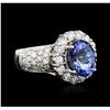 Image 2 : 14KT White Gold 2.93ct Tanzanite and Diamond Ring