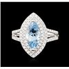 Image 1 : 14KT White Gold 1.81ct Aquamarine and Diamond Ring