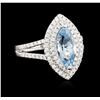 Image 2 : 14KT White Gold 1.81ct Aquamarine and Diamond Ring