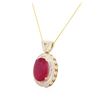 Image 3 : 14KT Yellow Gold 21.67ct Ruby and Diamond Pendant With Chain