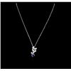 Image 1 : 14-18KT White Gold 1.49ct Sapphire and Diamond Pendant With Chain