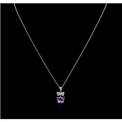 1.34ct Amethyst and Diamond Pendant With Chain - 18KT White Gold