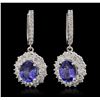 Image 1 : 14KT White Gold 4.36ctw Tanzanite and Diamond Earrings