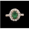 Image 1 : 1.17ct Emerald and Diamond Ring - 14KT Rose Gold