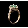 Image 3 : 1.17ct Emerald and Diamond Ring - 14KT Rose Gold