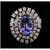 Image 1 : 14KT White Gold 4.42ct Tanzanite and Diamond Ring