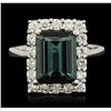 Image 1 : 14KT White Gold 4.30ct Tourmaline and Diamond Ring