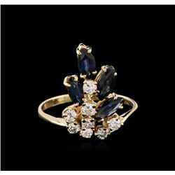 14KT Yellow Gold 1.00ctw Sapphire and Diamond Ring