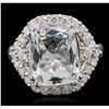 Image 1 : 14KT White Gold 4.70ct Aquamarine and Diamond Ring