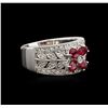 Image 2 : 0.70ctw Ruby and Diamond Ring - 14KT White Gold