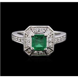 14KT White Gold 0.77ct Emerald and Diamond Ring