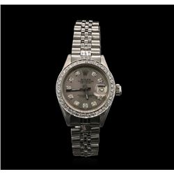 Rolex Stainless Steel Diamond DateJust Ladies Watch