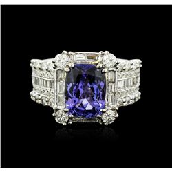 14KT White Gold 3.92ct Tanzanite and Diamond Ring