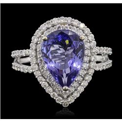 14KT White Gold 3.01ct Tanzanite and Diamond Ring