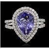 Image 1 : 14KT White Gold 3.01ct Tanzanite and Diamond Ring